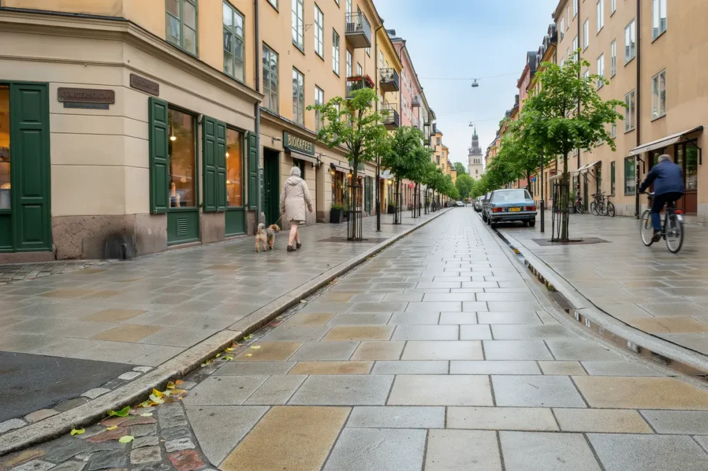 v gbyggnation av kvartersgata med dagvattenhantering i s dermalm stockholm